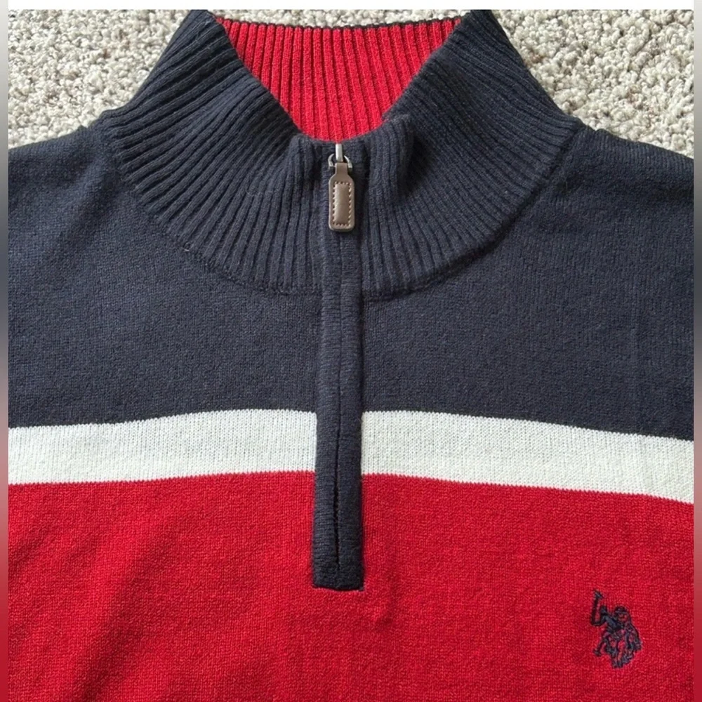 U.S. Polo Association Quarter Zip Colorblock Pullover Sweater Top Size XL NWOT - Picture 7 of 11